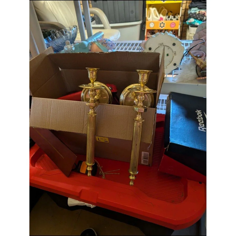 AT-1 Brass Wall Lantern-Style Candle Sconces in Gold Finish